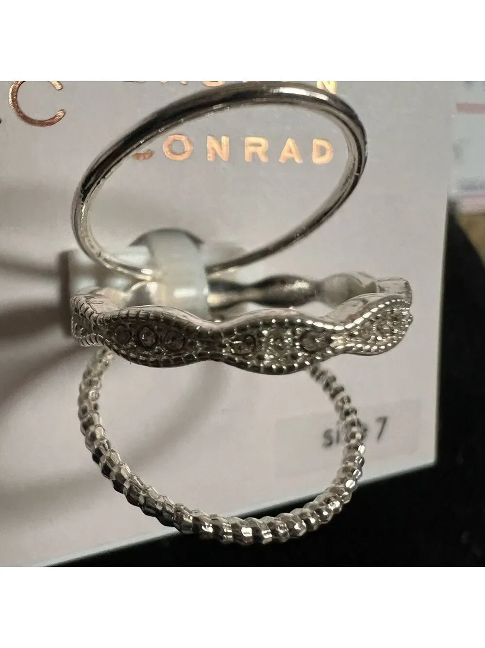 Lauren Conrad Ring Set, Size 7, Bands, Silver-Tone w/clear Stones